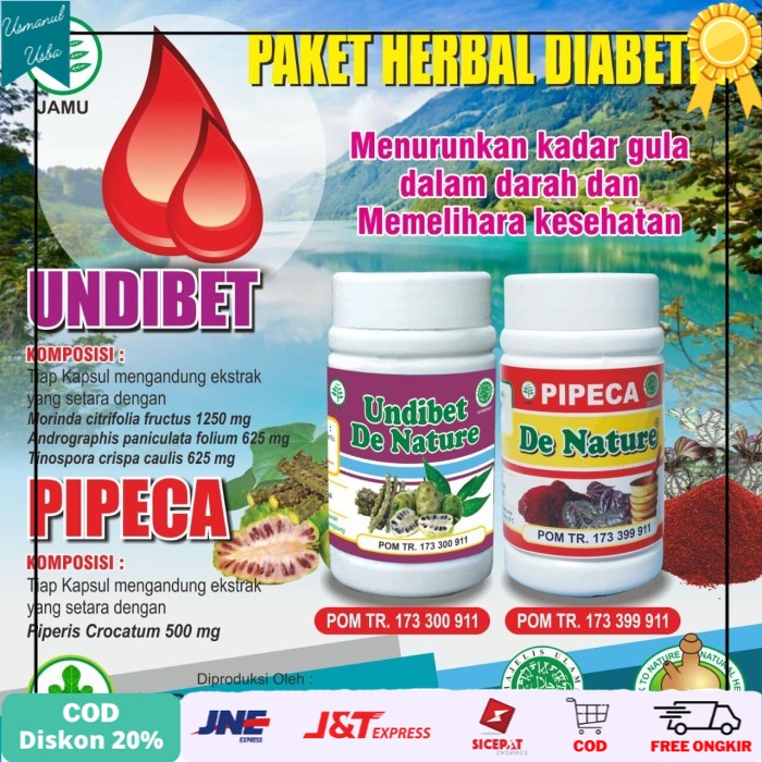 

◾COD◾ Obat Diabetes Penyakit Gula Herbal De Nature Undiabets dan Pipeca