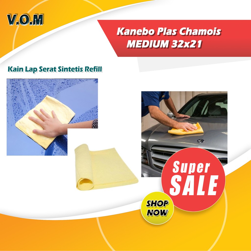 VOM MEDIUM 32x21 Kanebo Plas Chamois - Kain Lap Serat Sintetis Refill