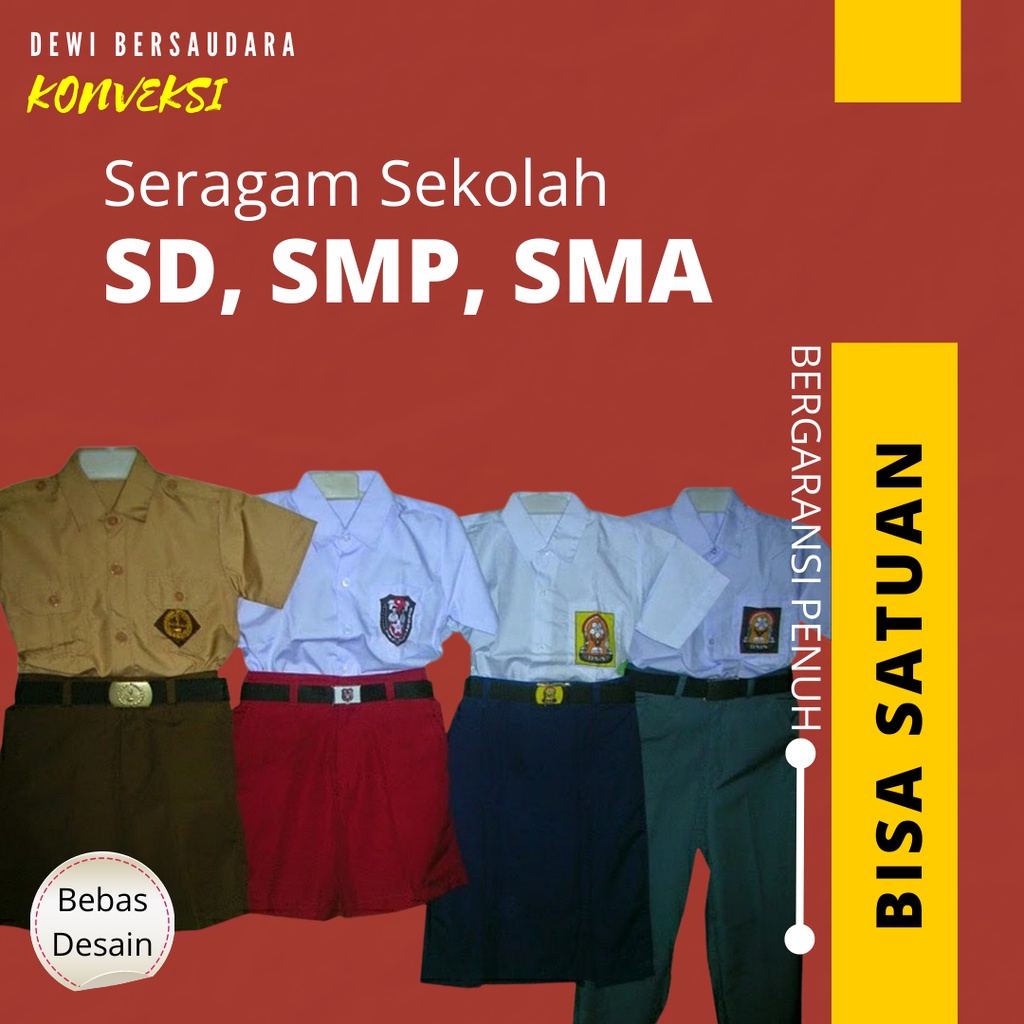 Seragam Sekolah SD SMP SMA Laki-Laki Perempuan 1 Stel / Seragam Sekolah 1 Stel / Seragam TK / SD / S