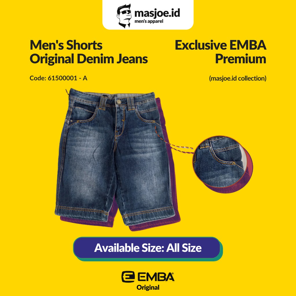 Celana Pendek Pria EMBA Original -  Jeans Original Denim