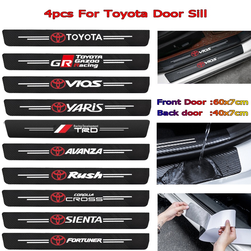 Stiker Pelindung Pintu Mobil Bahan Kulit Serat Karbon Anti Gores Untuk Toyota Vios Yaris Rush Veloz Fortuner Innova Raize Corolla Calya Avza