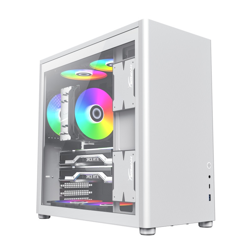 Casing Komputer GameMax Spark Pro White ATX Gaming PC Case