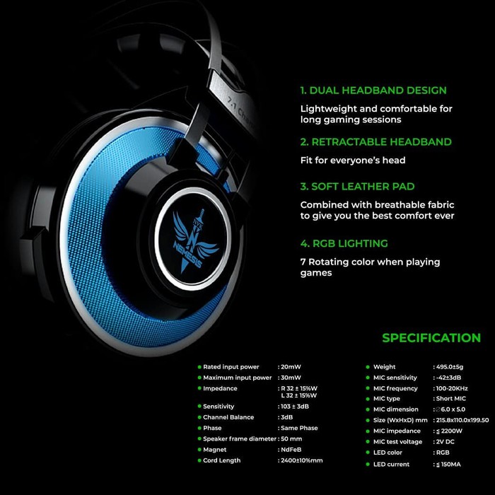 NYK NEMESIS HS-E10 Headset gaming Thunder Edition 10