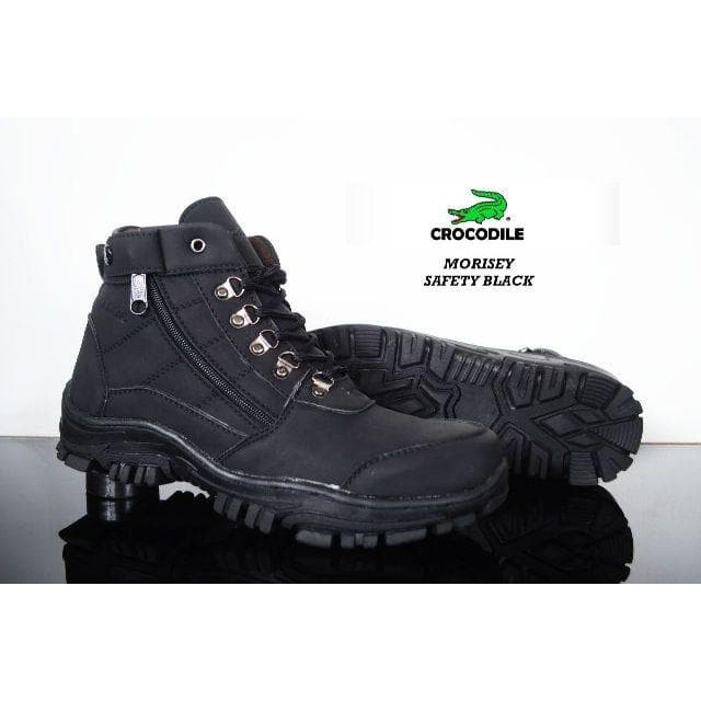 SM88 - Sepatu Boots Murah Cowok Crocodile Morisey Sleting Hitam Boot Pria Safety Kerja Outdoor Murah