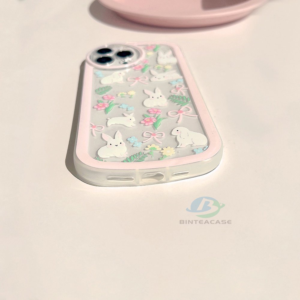 Casing TPU Realme 5 5i 6i C3 C35 C21Y C25Y C21 Realme C11 2021 C25 C15 C12 C2 Motif Kelinci Pink