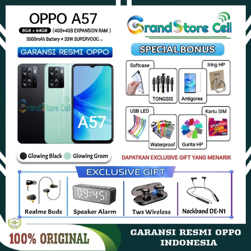 OPPO A57 4/64 GB | A 57 2022  | OPPO A57 4/128 GB | OPPO A55 4/64 | OPPO A16K 4/64 GARANSI RESMI OPPO