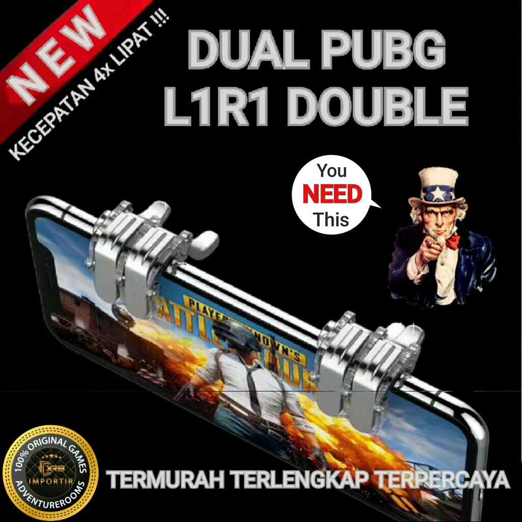 DUAL PUBG L1R1 FAST Fire Ros Sharp Metal Double Shooter Klik Tombol
