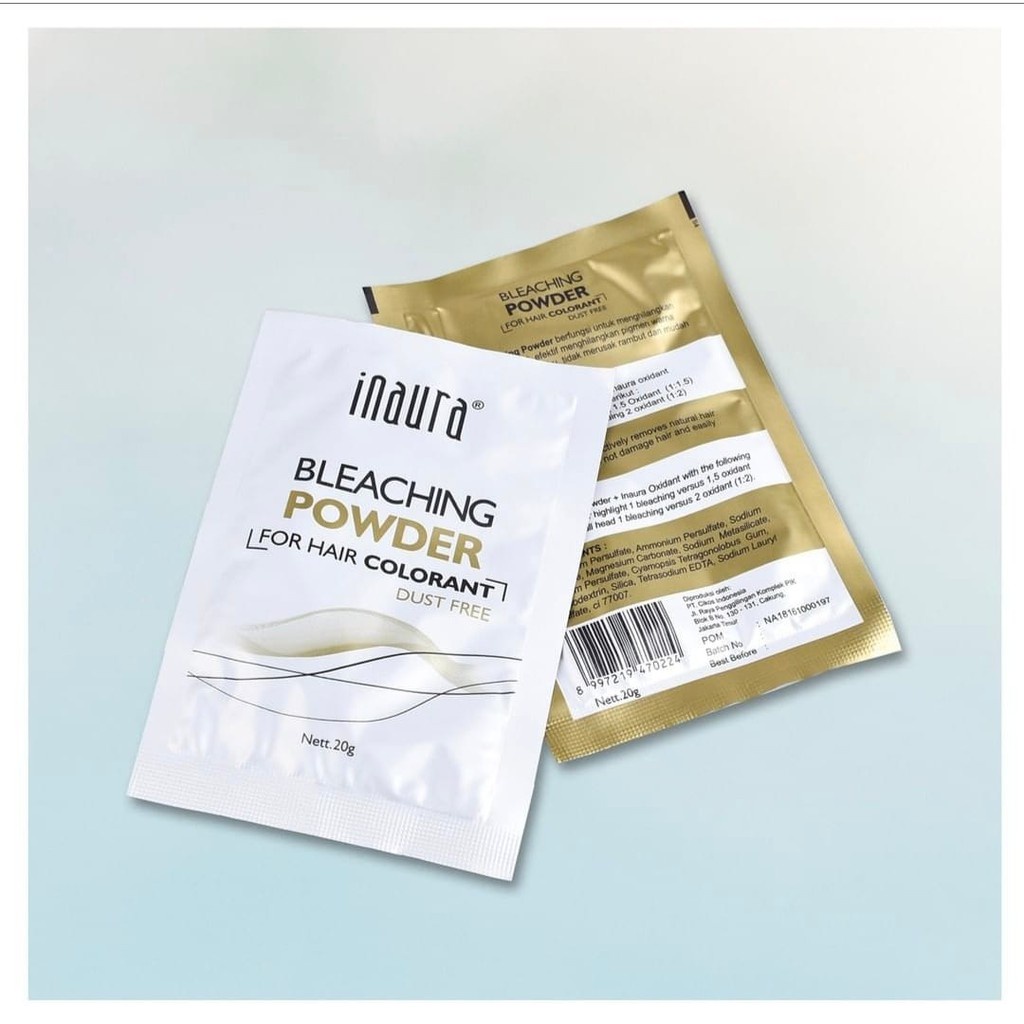 ⭐ BAGUS ⭐ INAURA BLEACHING POWDER For Hair Colorant Dust Free Sachet 20gr | Bleaching Rambut