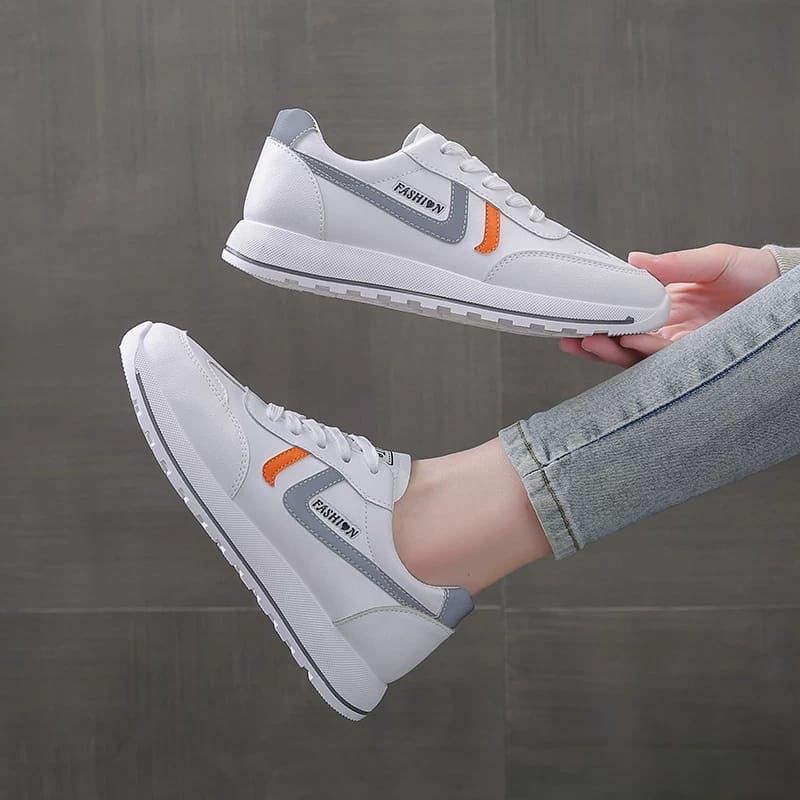 Sneakers wanita Korea garis centang pl03