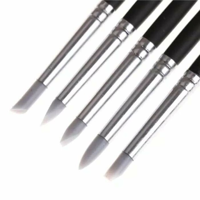 1set isi 5Pics | SILICON PEN CARVING BLACK WHITE DENTAL SILICONE BRUSH ISI / KUAS GIGI VENEER TAMBAL SILIKON / Silicone Sillicone Brush composite komposit polishing Dokter Ortho / Kuas Nail Art Kuku