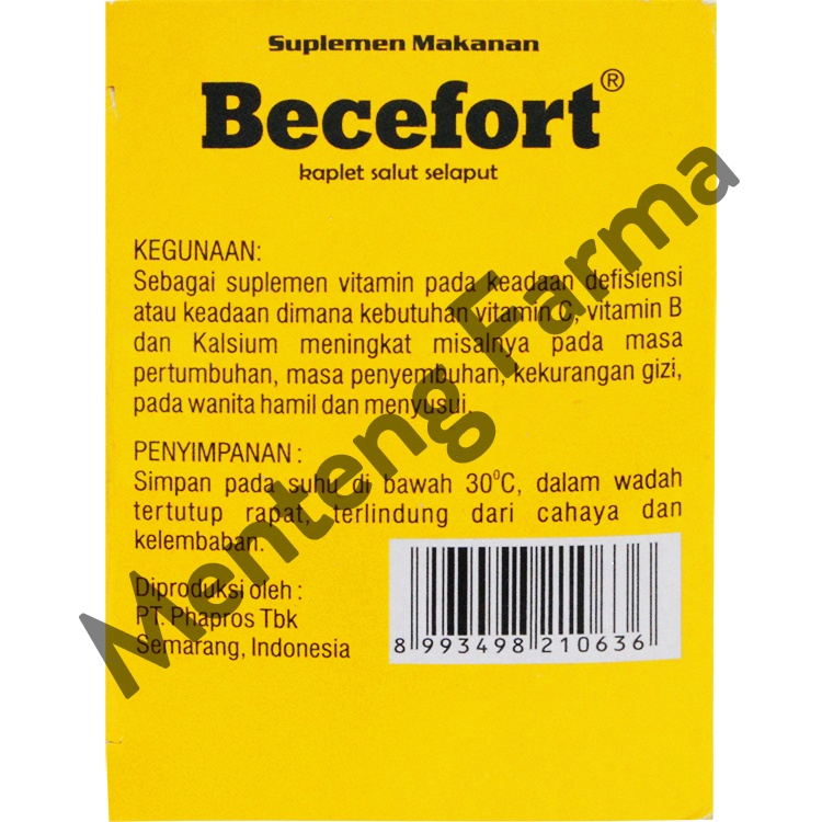 Becefort 10 Tablet - Kombinasi Vitamin C 500 mg, B kompleks, dan E