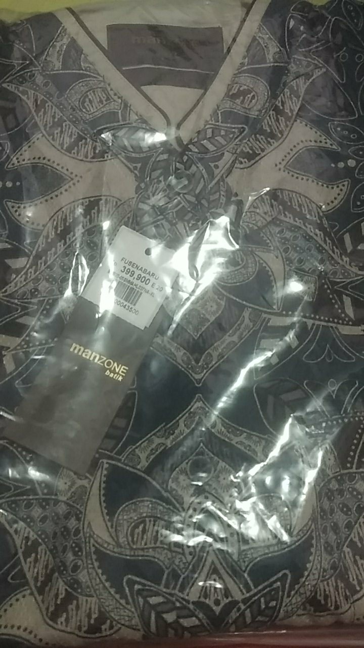 Manzone Kemeja Batik Pria Lengan Panjang Slim Fit Fusenabaru-navy