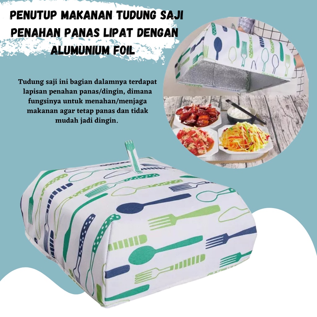 TERBARU!! Penutup Makanan Tudung Saji Penahan Panas Lipat Dengan Alumunium foil Ukuran Kecil Besar