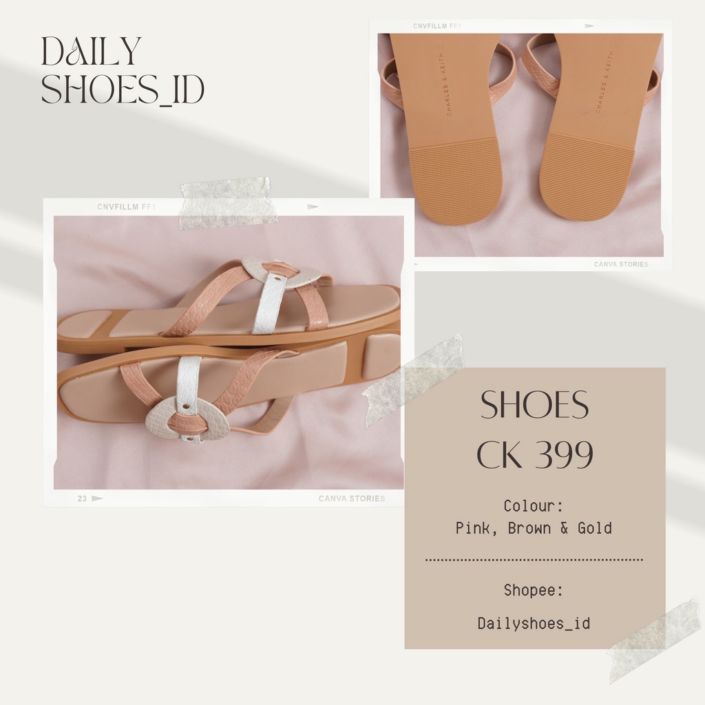 Sandal CK 399 / Sendal Selop Santai Wanita Model Terbaru Kekinian CnK 399 Flat 1.5cm By Dailyshoes_id