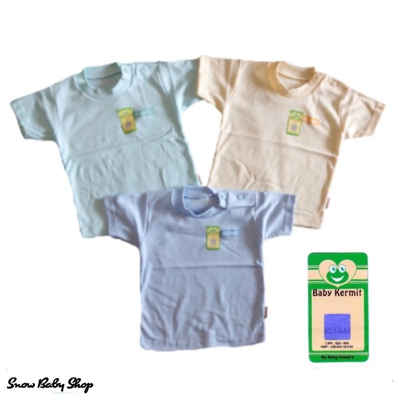 Kaos Oblong Pendek Bayi Polos S M L isi 3 pcs Baby Kermit SNI