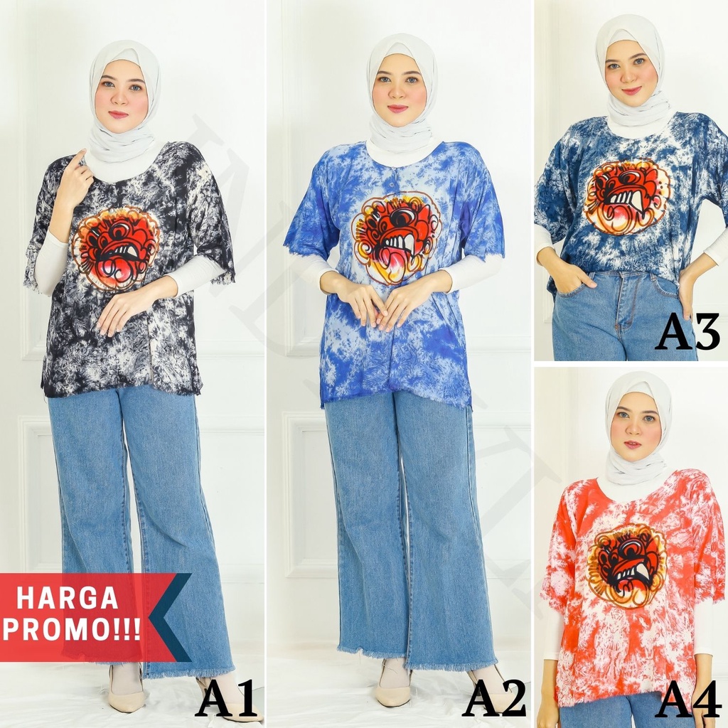 Baju Kaos Barong Lukis Premium Motif Tie Dye Bahan Kain Rayon  Pria Wanita Ukuran Jumbo Oversize