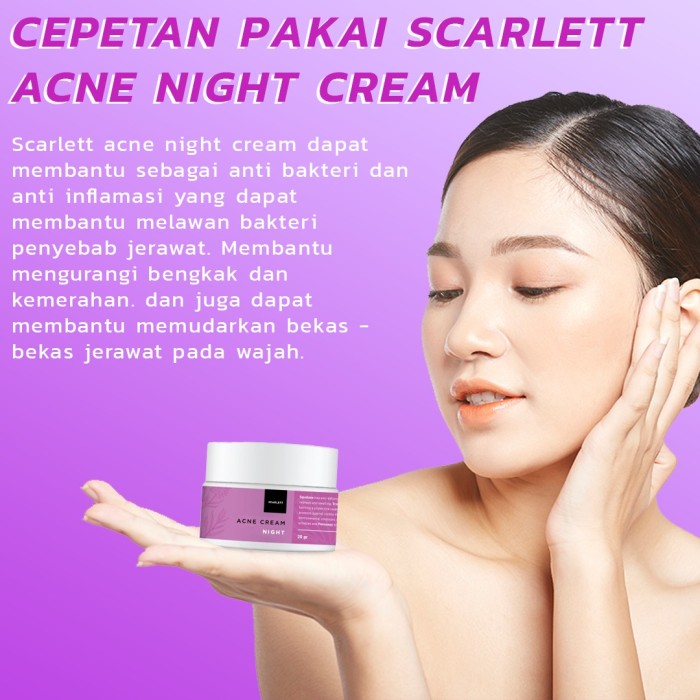 Scarlett Scarlet acne cream night perawatan wajah krim malam menghilangkan jerawat menghaluskan wajah