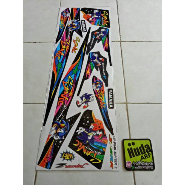 striping/lis/sticker variasi jupiter z 2005-2009 "SONIC" hitam-putih-merah