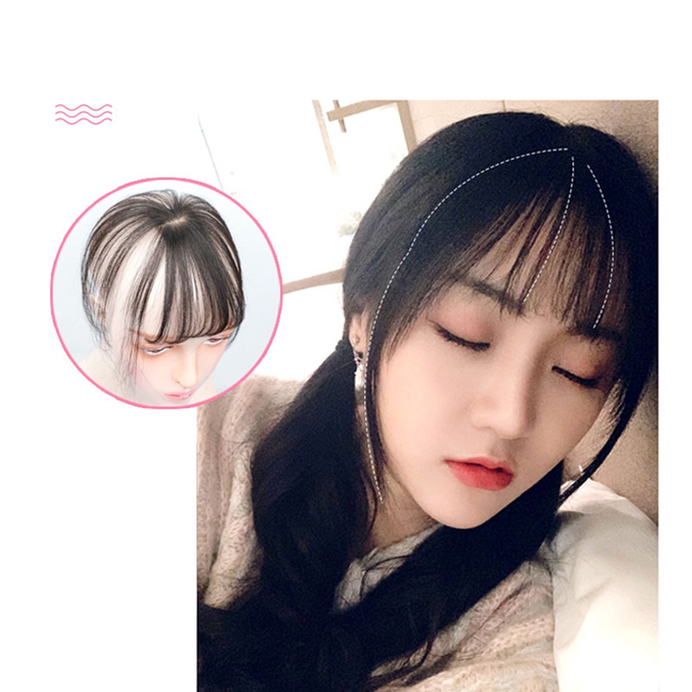 【COD Tangding】3D Women Top Hair Bangs Seamless Fake Bangs Air Bangs Clip In Synthetic Hair Extensions with Toupee Full Cover