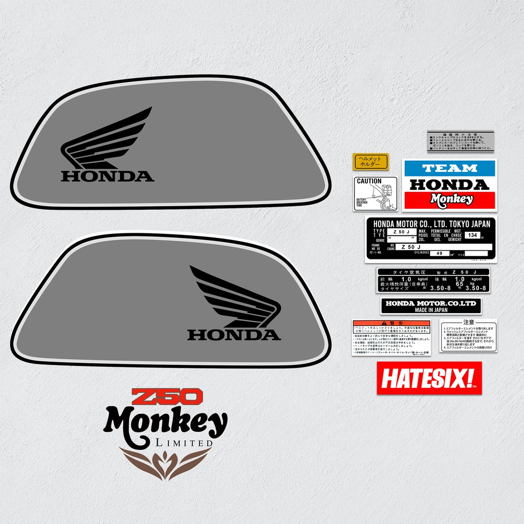 Sticker Decal Honda monkey  Z50  Special Edition Red  2012 hatesix