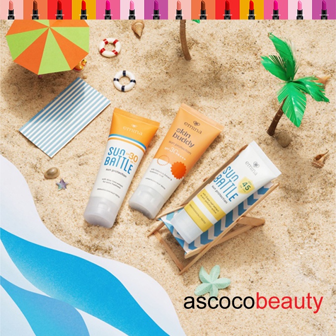 Emina Sun Battle SPF Sunscreen SPF30 60ml / SPF45 30ml Tabir Surya ✰ ascocobeauty ✰