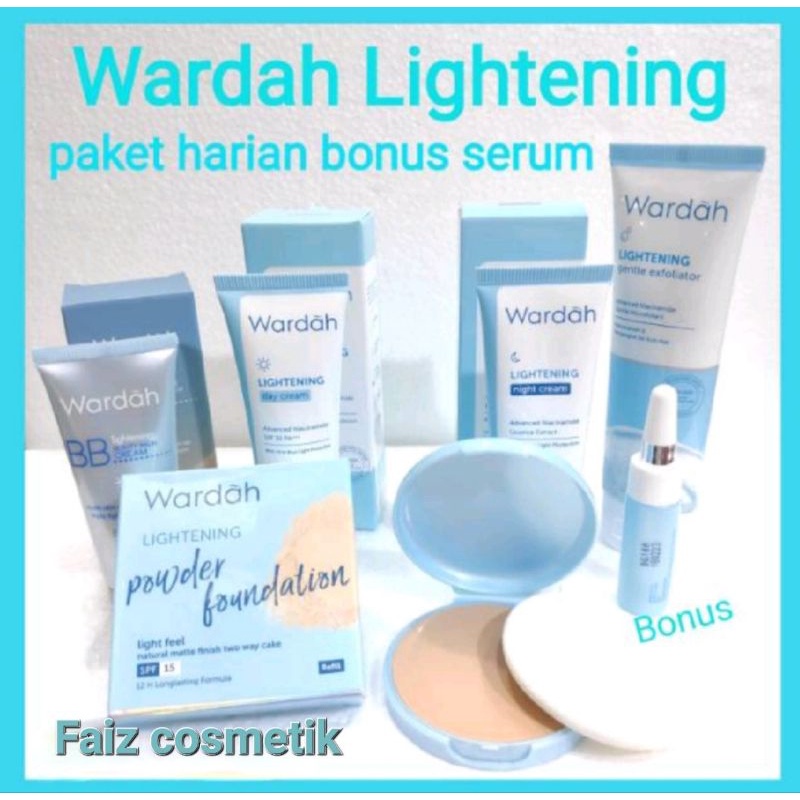 Paket Kosmetik Wardah Lightening Harian Bonus Serum