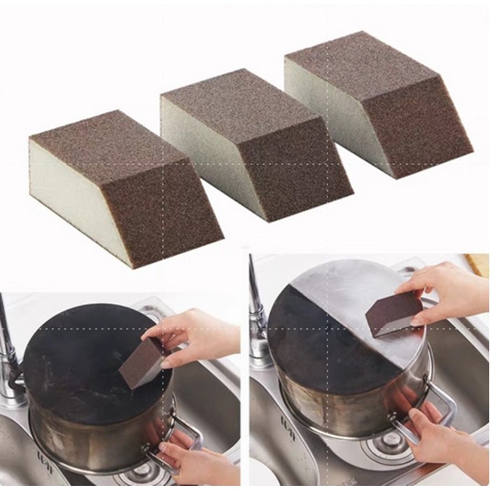 Sikat Nano Magic Sponge Pembersih Kerak Noda Panci Karat Besi Dengan Holder