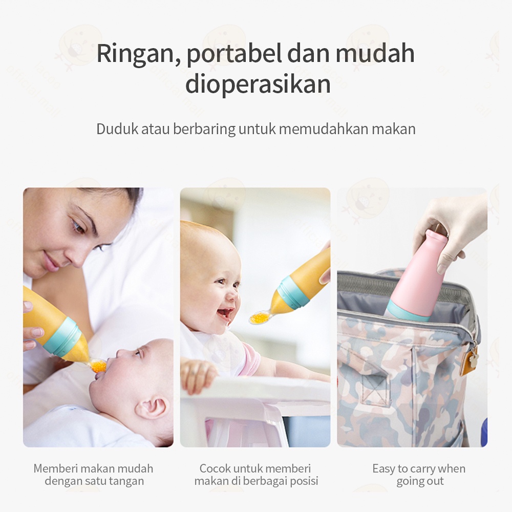 Lacoo Botol sendok makan bayi silikon lembut Alat makan bayi 110ML