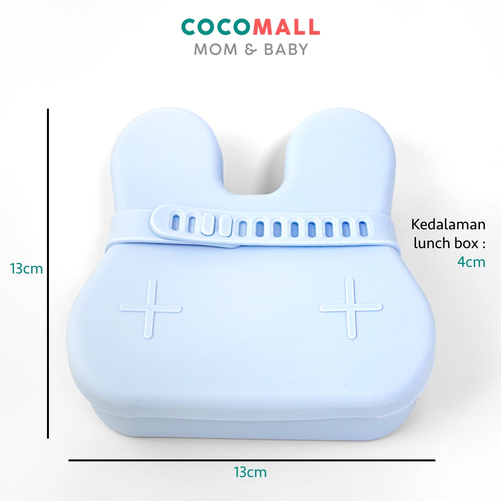 COCOMALL Bunny Silicone Lunch Box with Lid and Band - Kotak Makan Siang Anak dengan Tutup - Tempat Makan Silikon Non Sekat - Wadah Bekal Anak