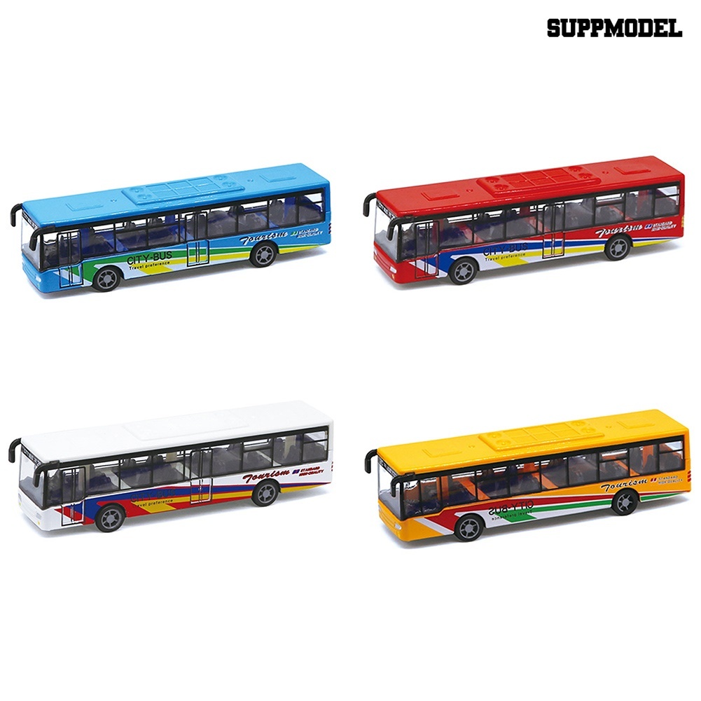 Mainan Simulasi Bus Mini Pull Back Bahan Alloy Untuk Dekorasi Meja / Koleksi Anak
