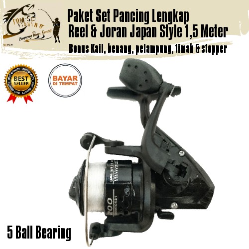 Set Pancing Japan Style Reel 5 Bearing &amp; Joran 1,5M Bonus &amp; Murah