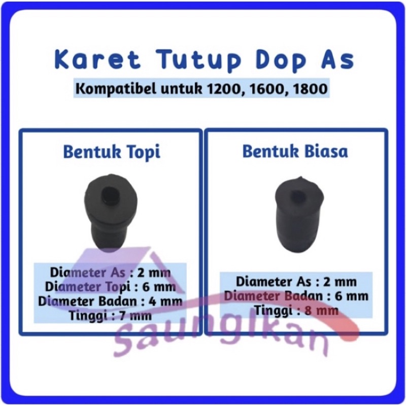 2 pcs KARET STOPPER DOP AS magnet kipas pompa aquarium 1200 1600 1800