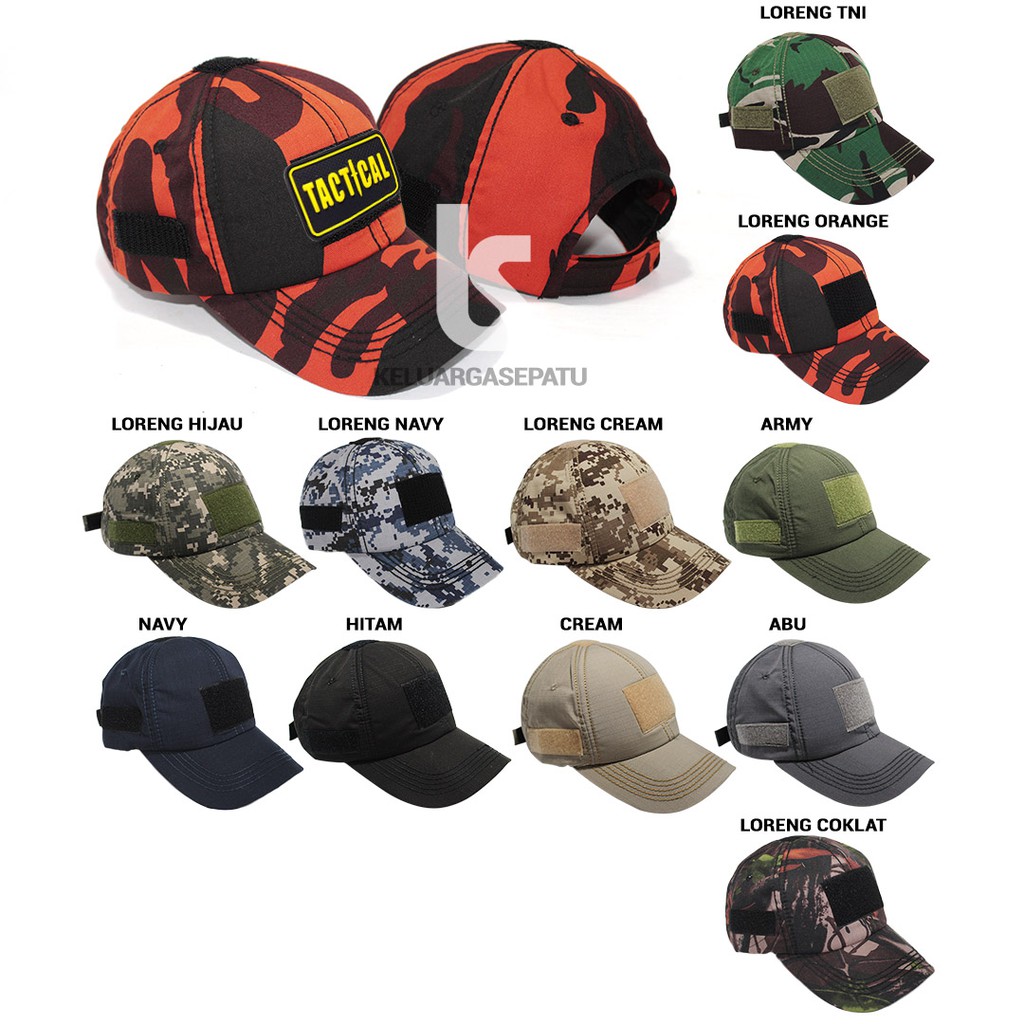 TOPI TACTICAL VELCRO PEREKAT RIPSTOP OUTDOOR LAPANGAN GUNUNG CAMPING ADVENTURE TICTAC PDL ADVENTURE