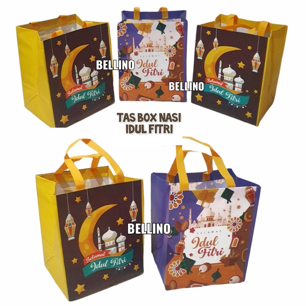 Tas Sponbond Santunan Parcel Lebaran Premium Goodie Bag Box Idul Fitri Ukuran 25x20x30cm Tas Parcel Lebaran Laminasi Tapak Persegi Muat Box Nasi Kotak