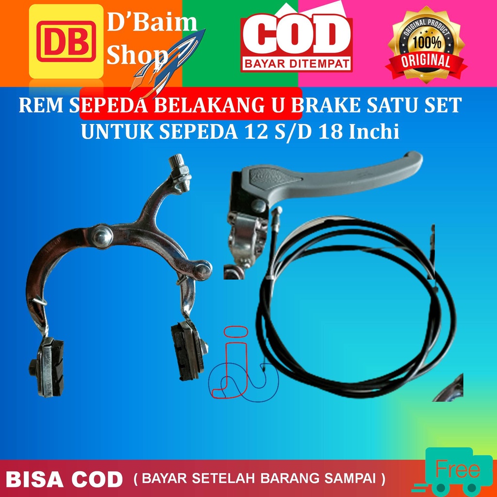 Rem Sepeda Capit U-Brake Satu Set Bagian Belakang