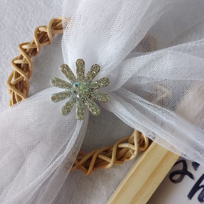 RING / BROS /  CINCIN BENTUK GESPER BERKILAU  BAHAN IMPORT ANTI LUNTUR-Bunga