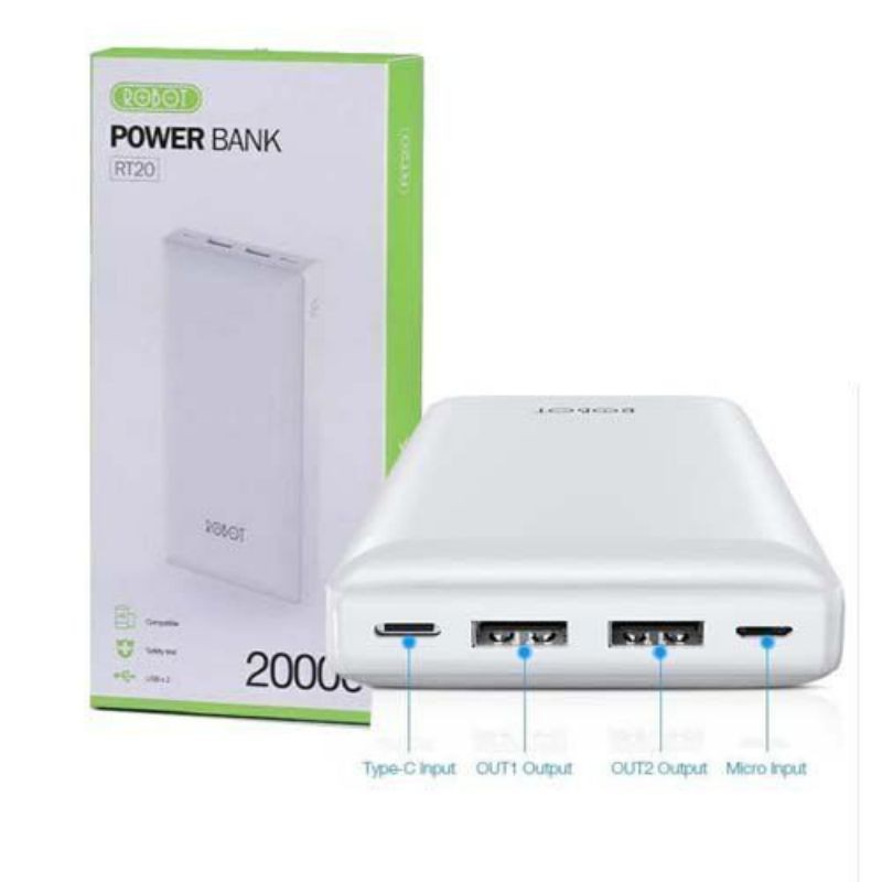 POWERBANK ROBOT 20000 MAH REAL ORIGINAL 100%