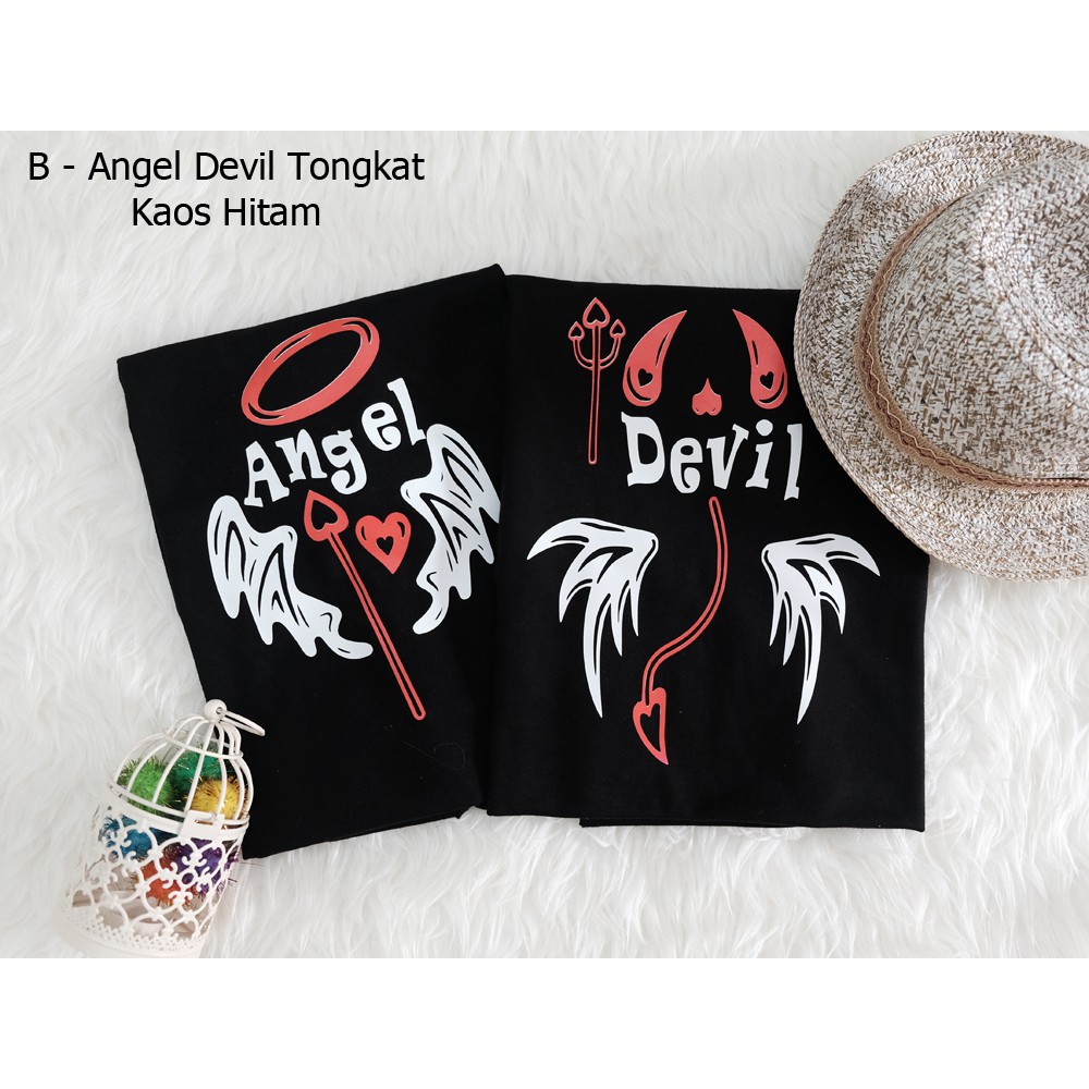 Kaos Angel Devil Tongkat/Baju Couple Angel Devil Terlaris