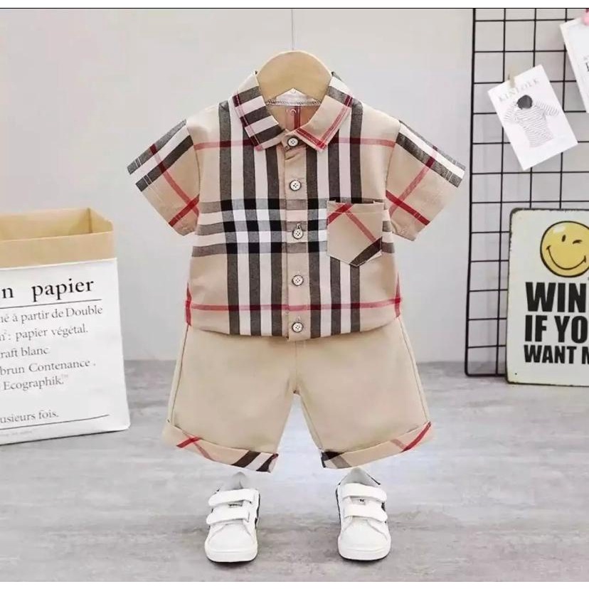 setelan kemeja blubabrry anak bayi size 1-5 tahun bahan katun premium lembut/ setelan kemeja anak laki laki/ setelan kemeja anak cowo/ kemeja anak terbaru