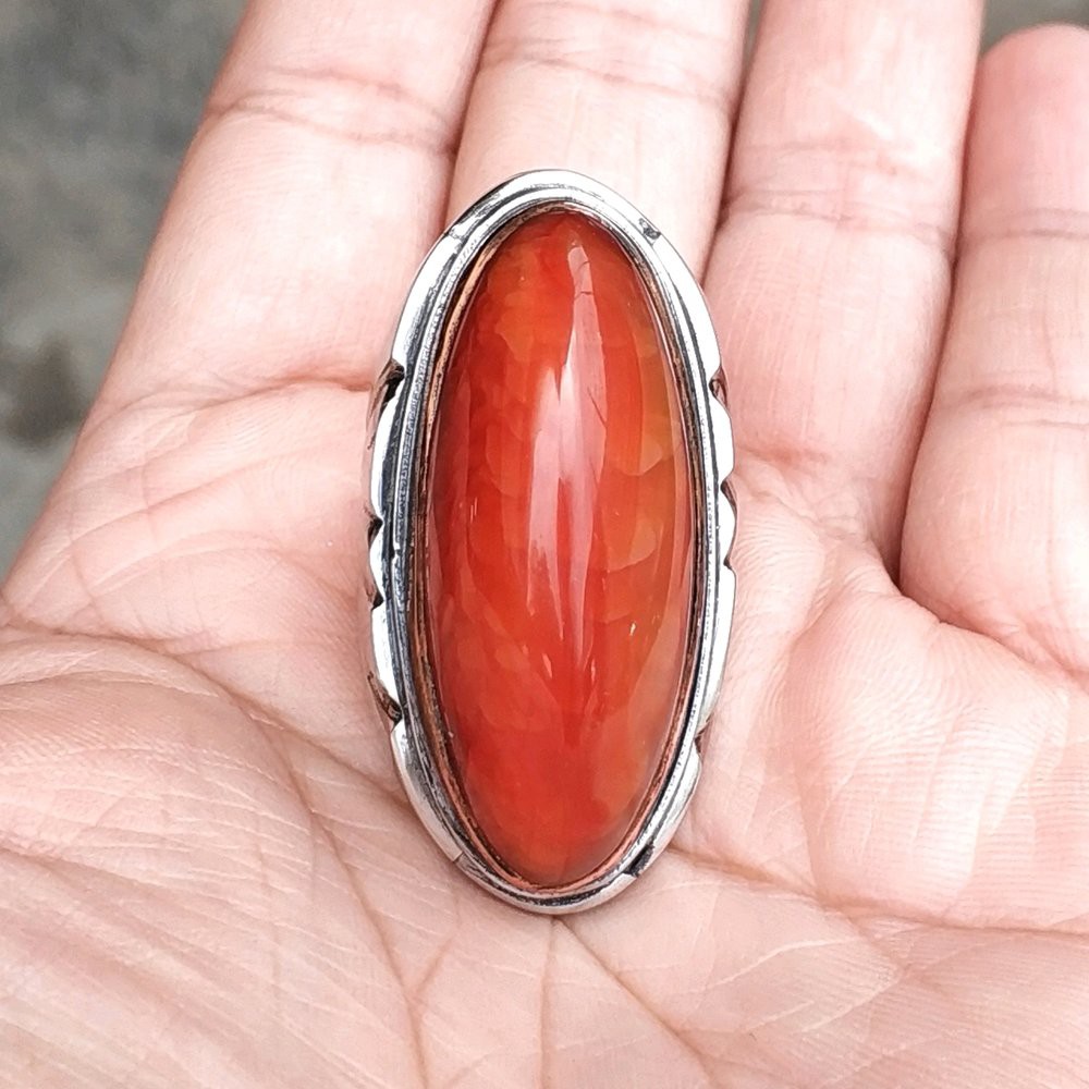 CINCIN BATU AKIK NATURAL PANDAN MERAH NANAS SISIK BETOK