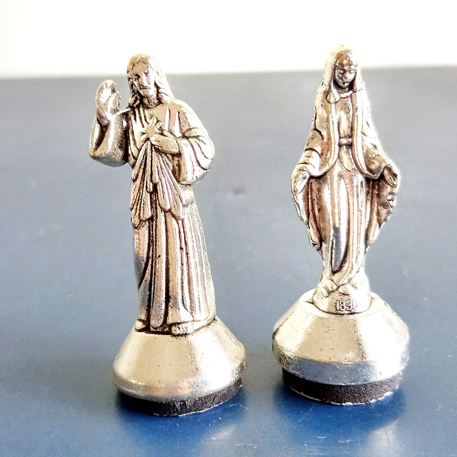 Robagin AA75 Patung Bunda Maria Yesus Stainless Perak Aksesoris Mobil, Souvenir, Pajangan murah