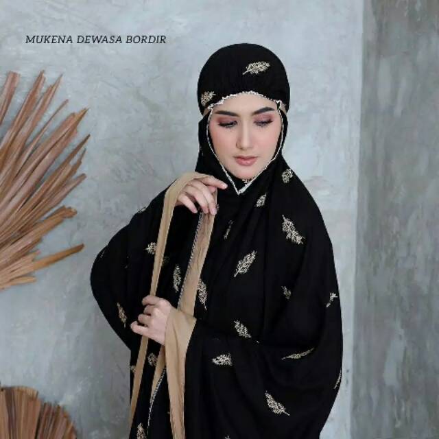Mukena dewasa bordir Mukena motif daun