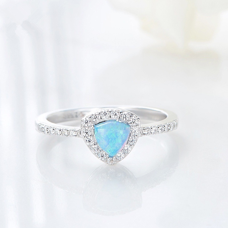 New European and American Fashion Women's Ring Opal Diamond Triangle Ring