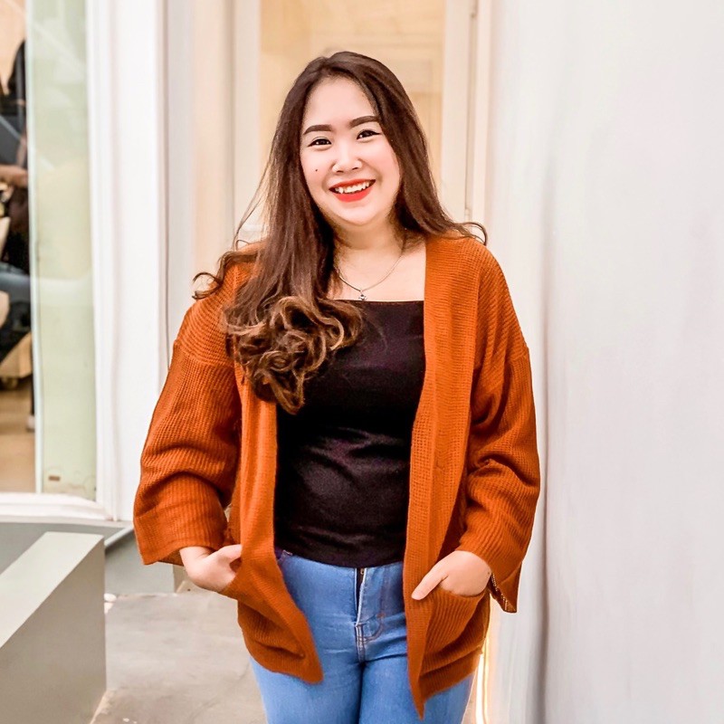 KARDIGAN RAJUT WANITA OVERSIZED / LOOCY POCKET CARDIE OVERSIZED PREMIUM-1