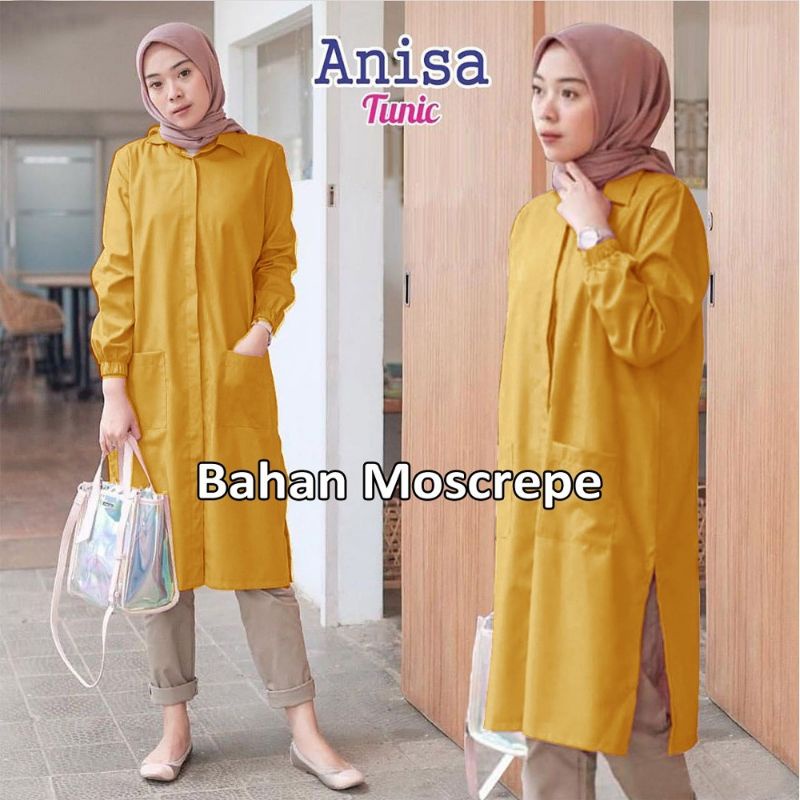 ANISA TUNIK BAHAN MOSCREPE IMPORT FIT TO XL