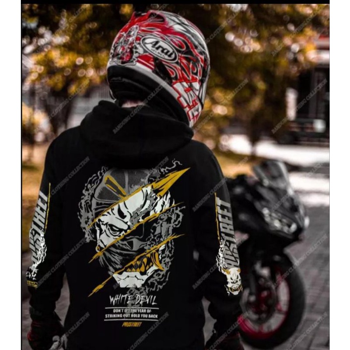 HOODIE PROSTREET WHITE DEVIL BLACK NEW | HOODIE PROSTREET KUALITAS TERBAIK