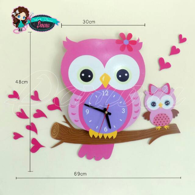 Jam unik lucu - DIY wall clock owl