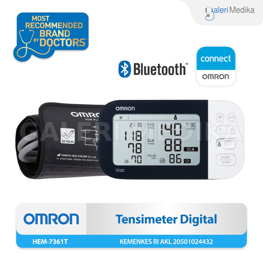 Tensimeter Digital Omron HEM-7361T / HEM 7361 T dengan Koneksi Bluetooth