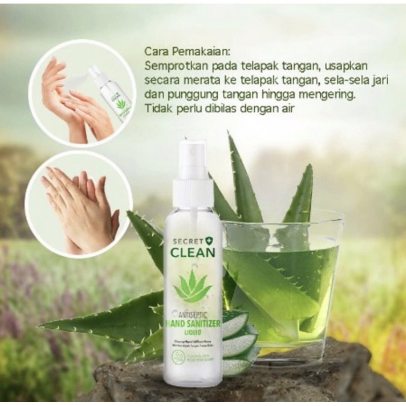 Secret clean hand sanitizer 100 ml ( antiseptik + aloe vera )