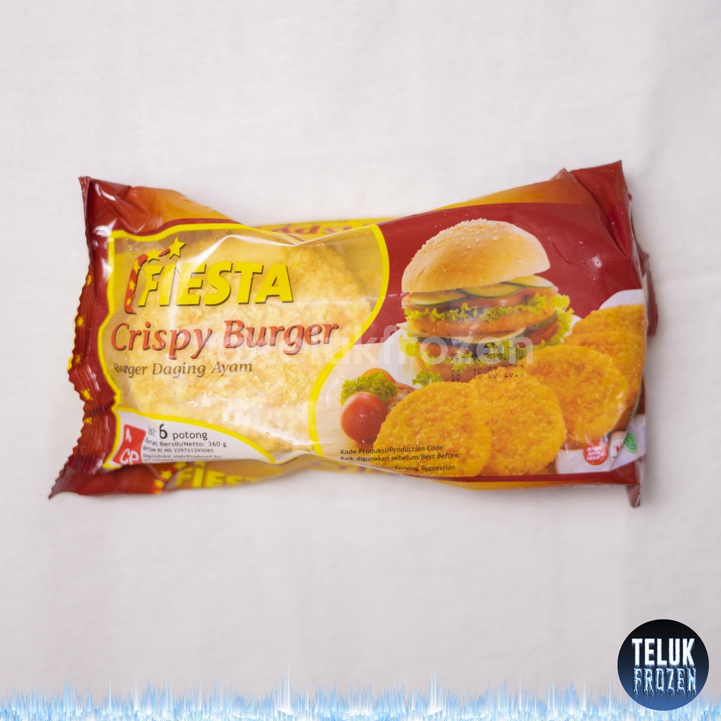 

fiesta crispy burger ayam isi 6 pcs chicken 360gr daging 6 ptng potong isian burger